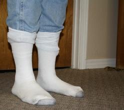 example of how to wear your socks while testing for fleas